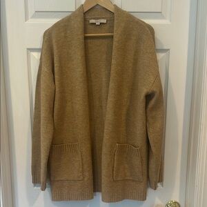 Warm Tan Open Front Cardigan